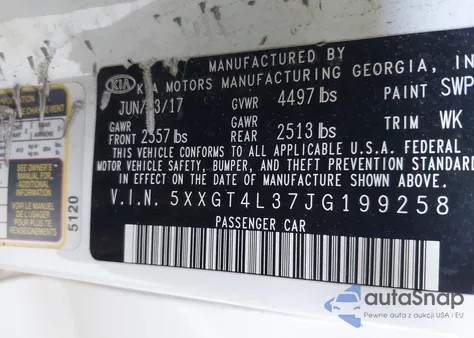 2018 Kia Optima Lx из США, поврежденный, VIN 5XXGT4L37JG199258